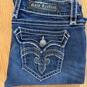 VTG Rock Revival Debbie Bootcut Jeans Womens 30 HTF EXCELLENT! Distressed